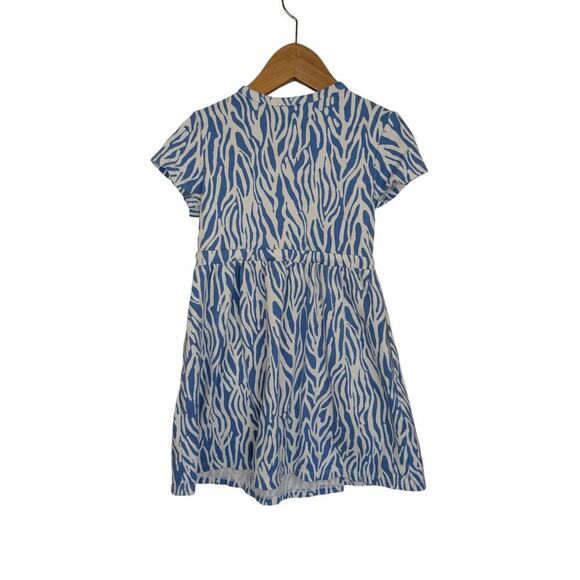 DVF x Target Kids Dress Faux Wrap Girls 4T White Blue Zebra Short Sleeve - Picture 2 of 6